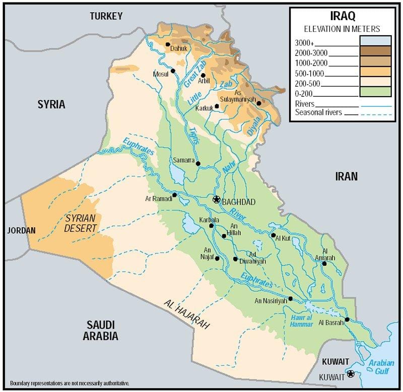 Kart over Irak høyde